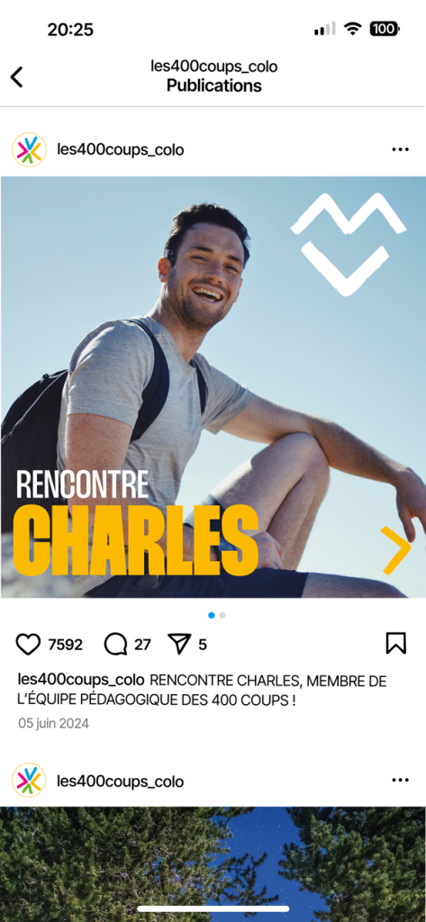 post instagram colonie de vacances