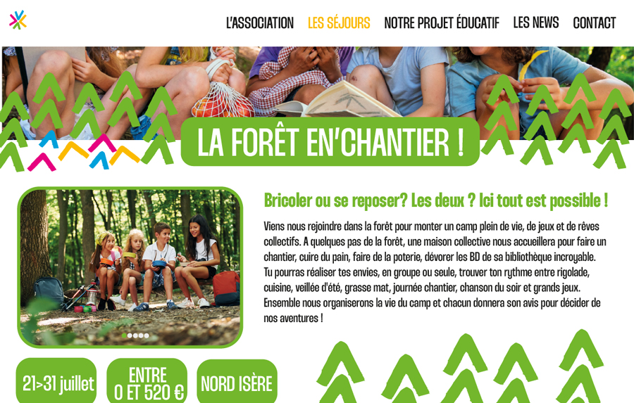 page produit site colonie de vacances