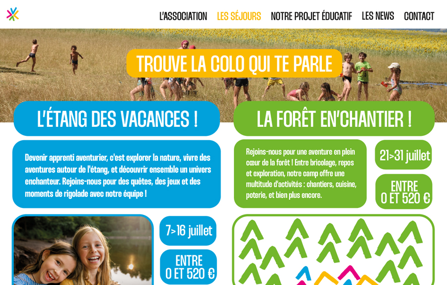 page internet site colonie de vacances