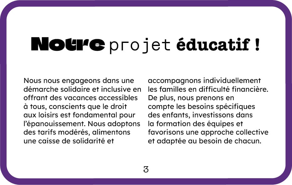 Brochure colonie de vacances