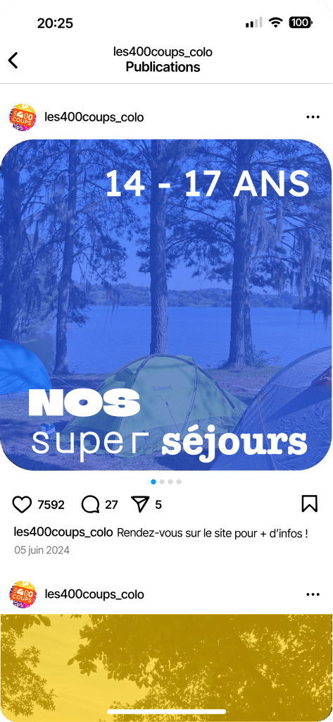 post instagram colonie de vacances